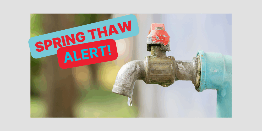 Spring thaw Small outdoor pipe leak caused by winter freeze damage